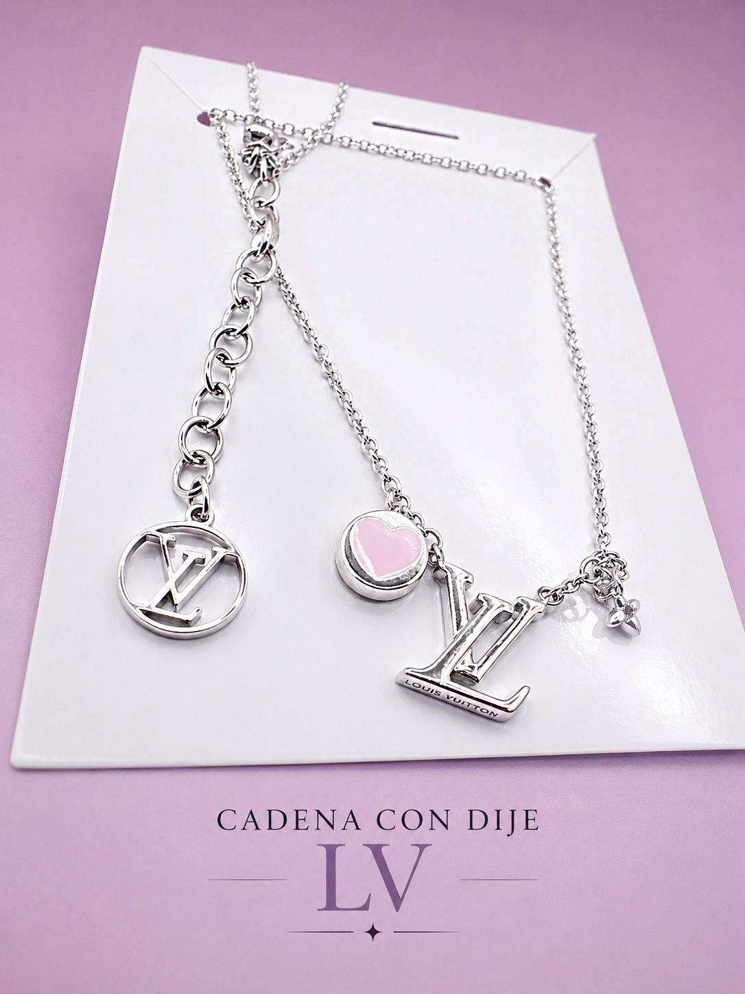 Collar Con Dije LV Y Corazón CD0006