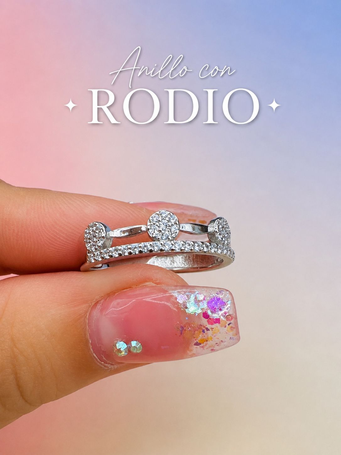 Anillo con Baño de Rodio AO0025