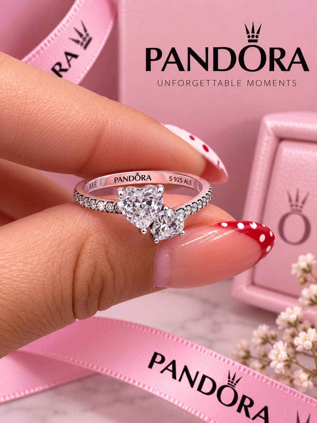 Anillo Corazón Blanco Doble AO0109