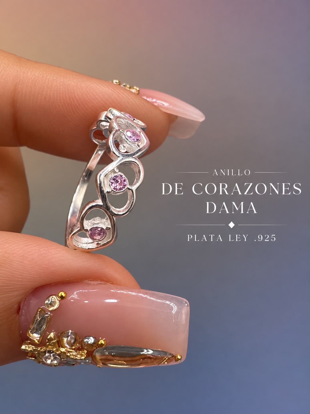 Anillo de Corazones Rosas AO0089