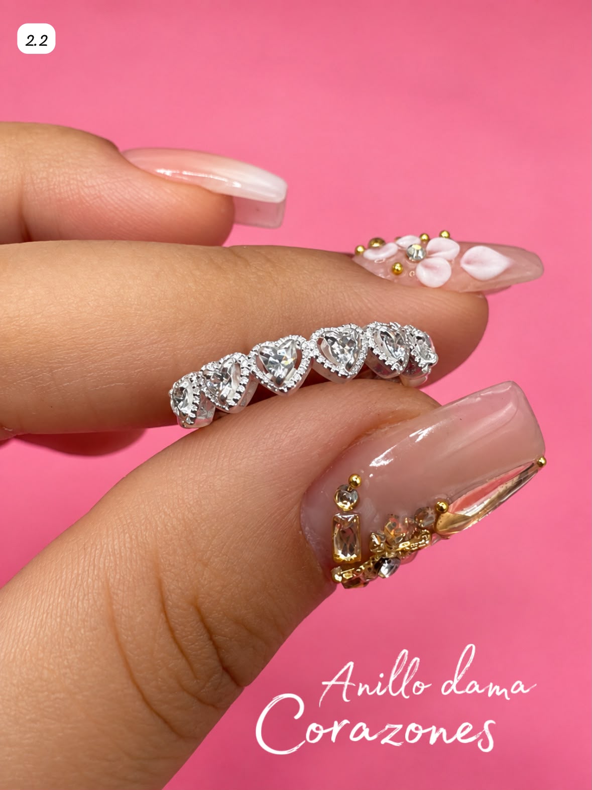Anillo Corazones Blancos AO0074