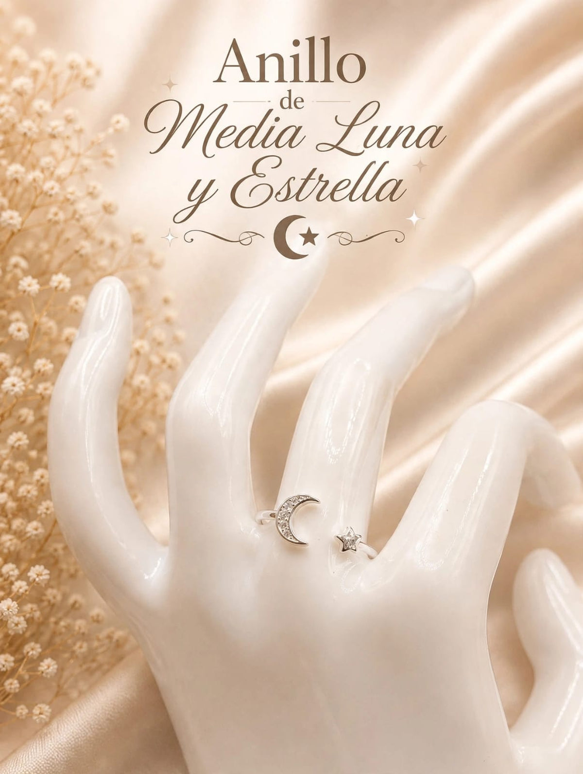 Anillo Ajustable de Luna y Estrella AO0043
