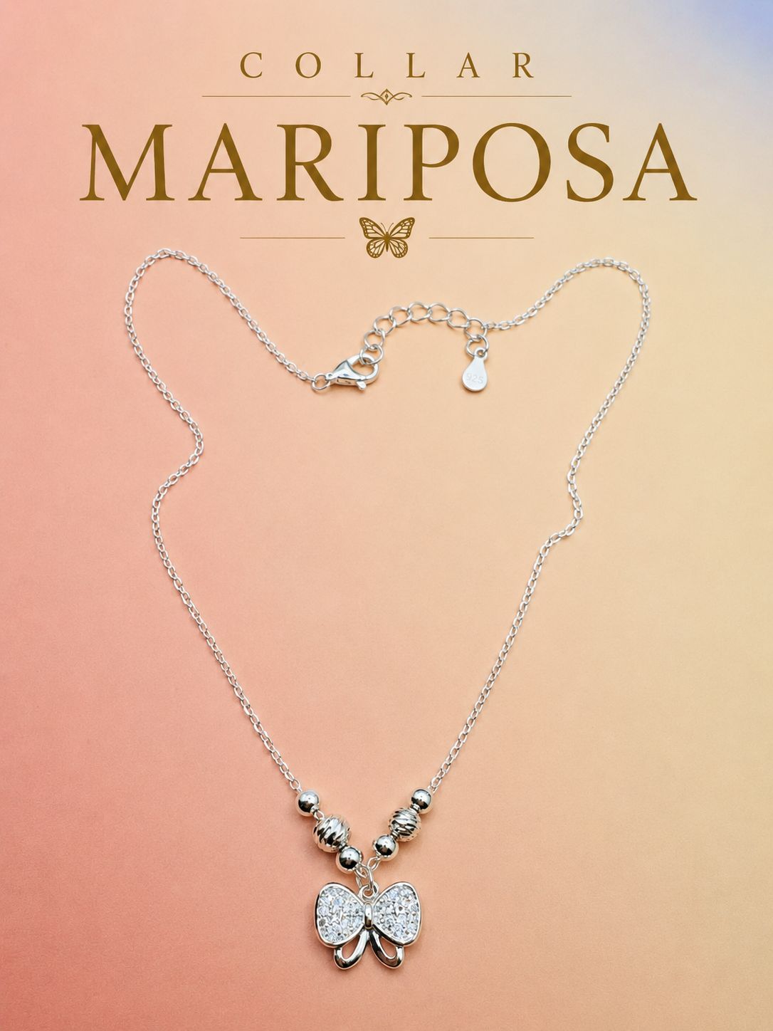 Collar Mariposa con bolitas CD0004