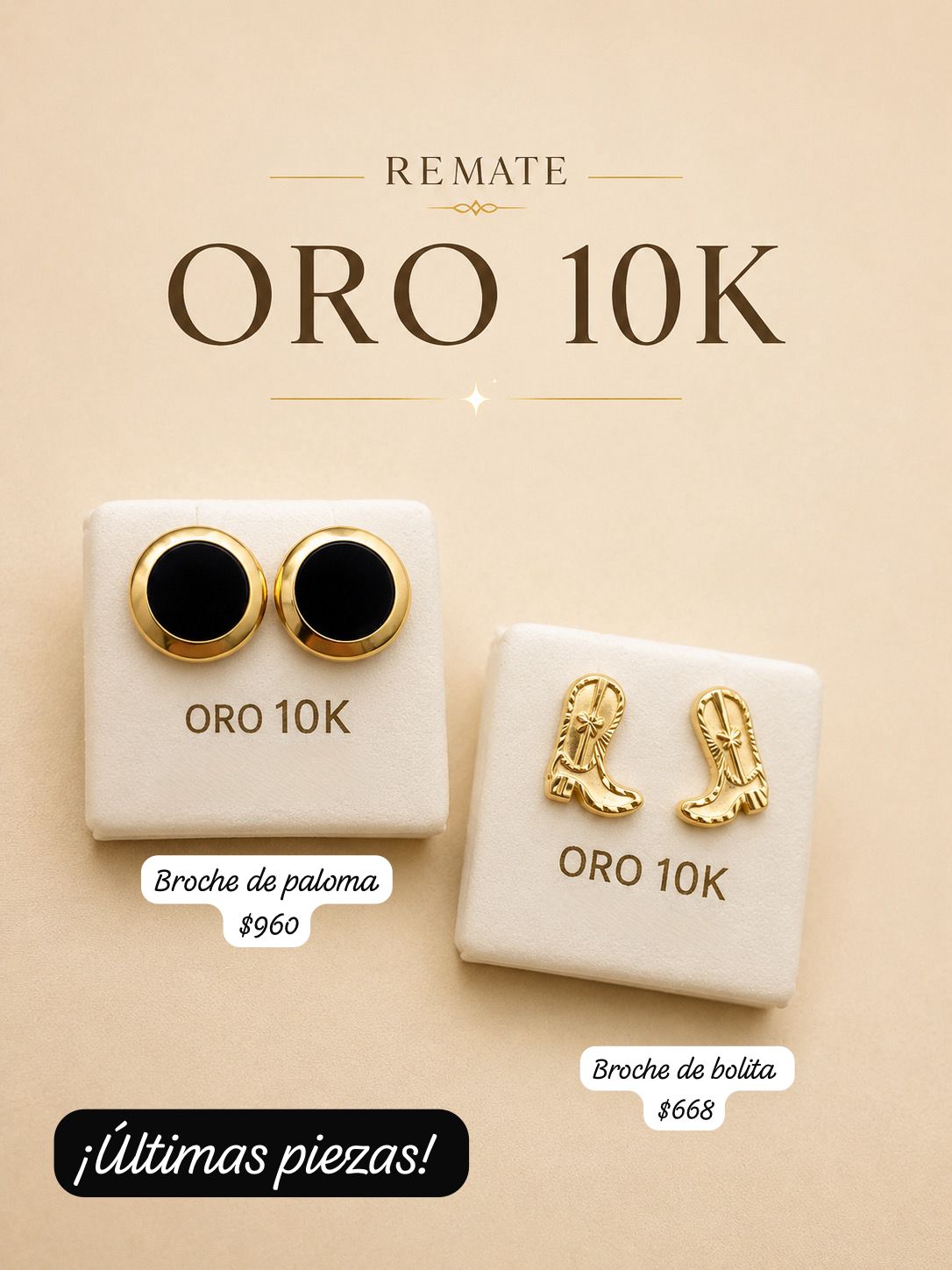 Arete Redondo Negro Oro AE0019