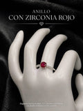 Anillo Redondo de Zirconia Roja AO0041