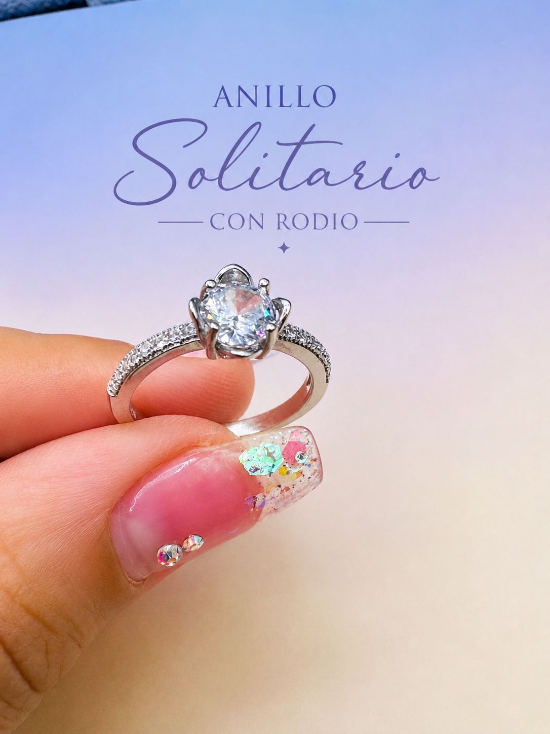 Anillo Solitario Con Rodio AO0005