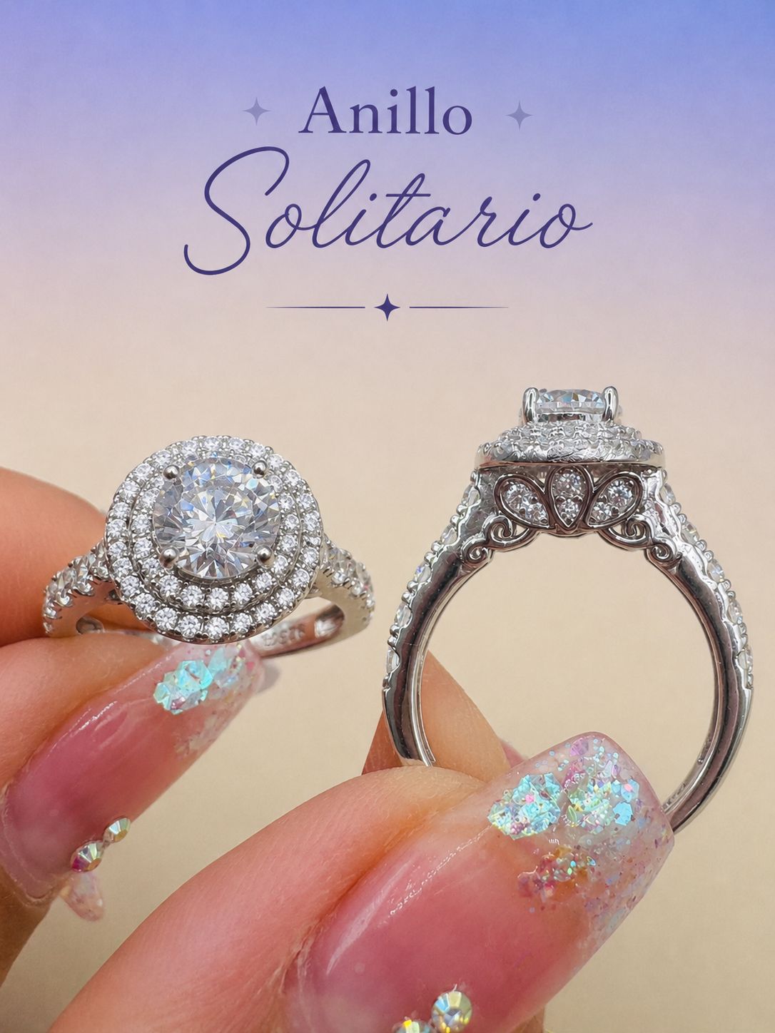 Anillo Solitario Redondo con Circonias AO0004